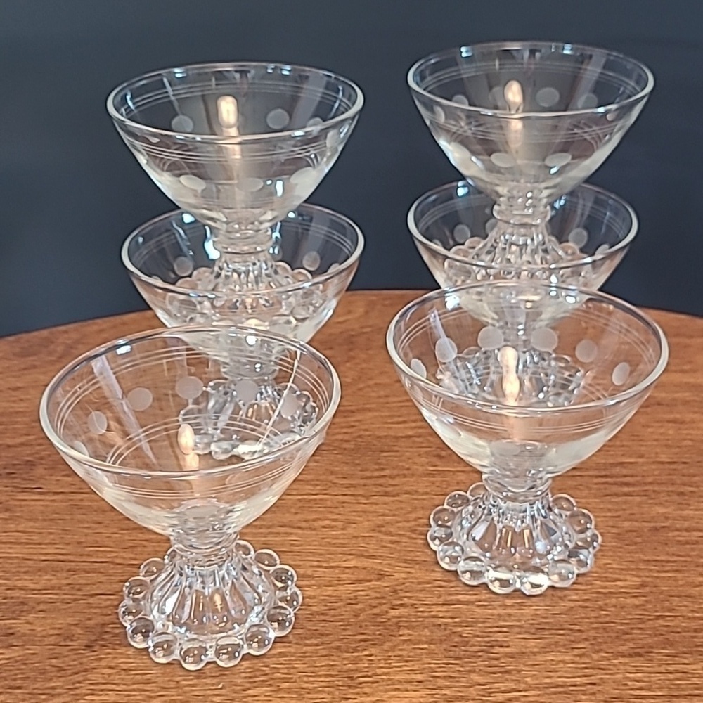 VINTAGE 50s "Boopie" Unique Champagne or Sherbert Custard Glasses, Set of 6